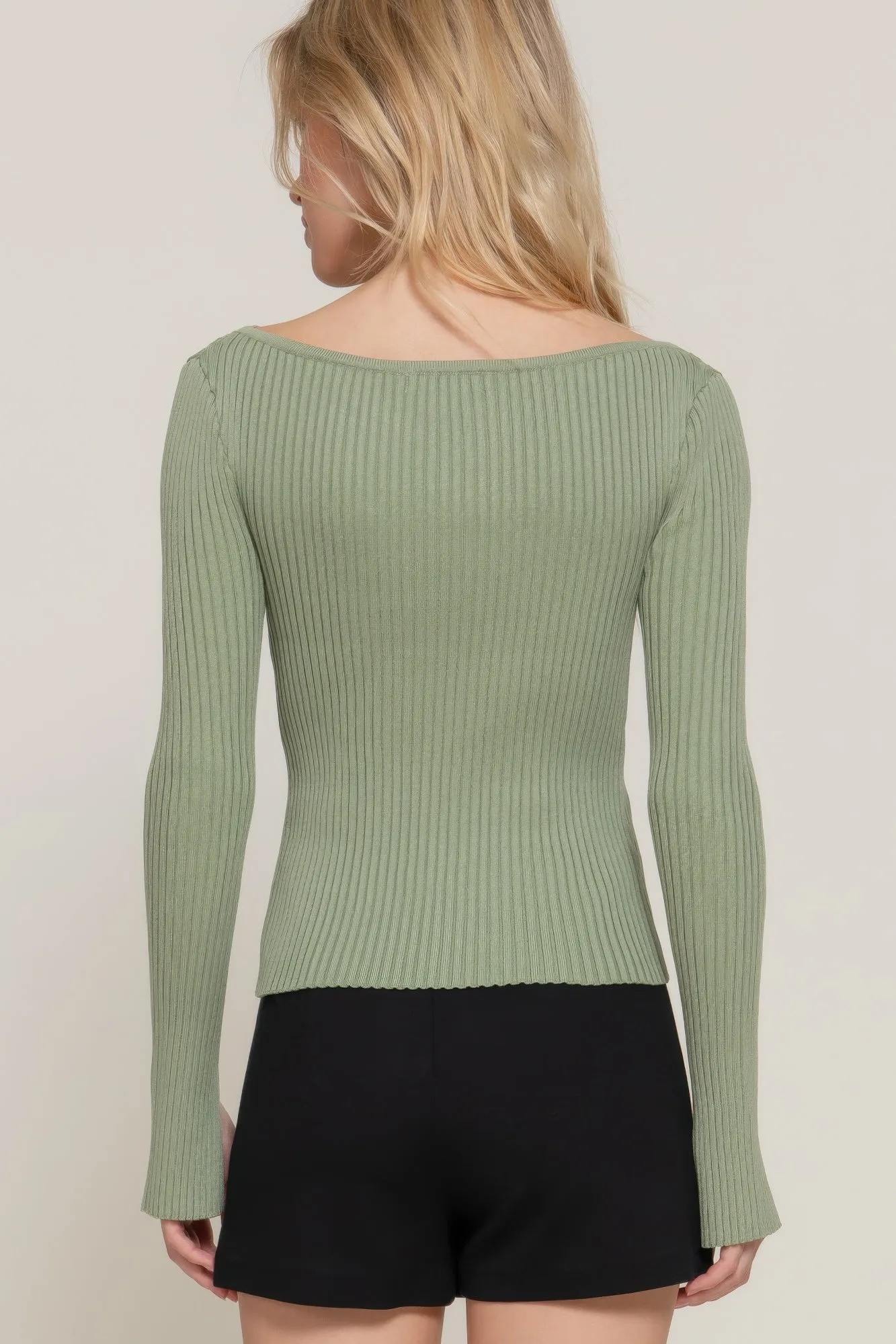 Long Sleeve Boat Neck Sweater