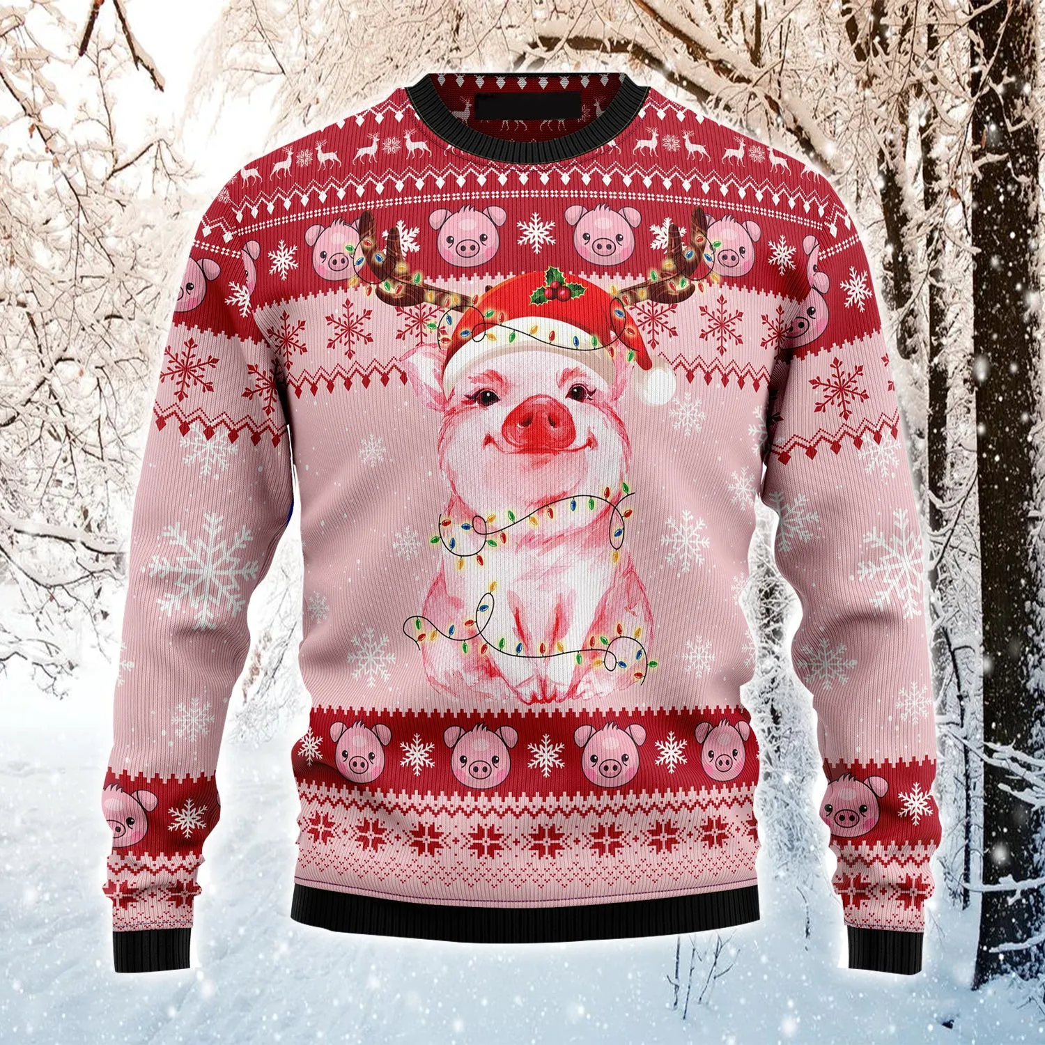 Lovely Pig Ugly Christmas Sweater, Christmas Light Ugly Sweater For Men & Women - Best Gift For Pig Lovers