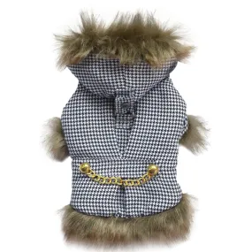 Lux Black Houndstooth Doggy Coat