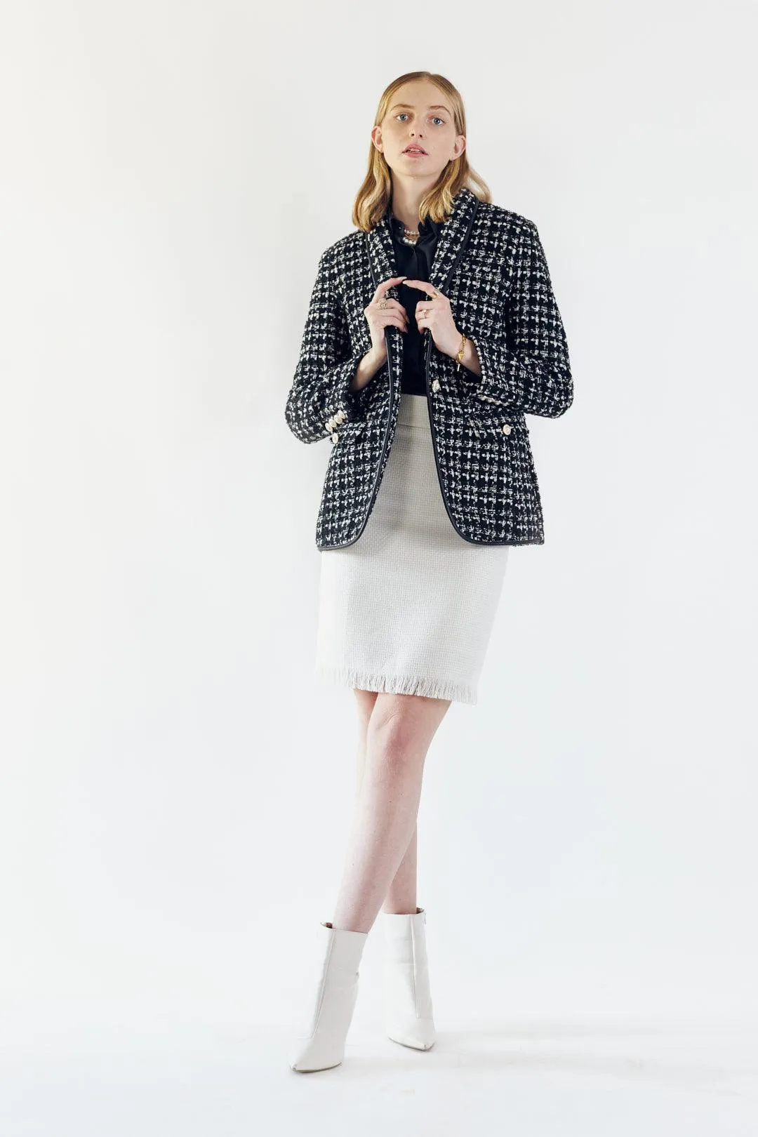 Luxe White Mini Tweed Skirt