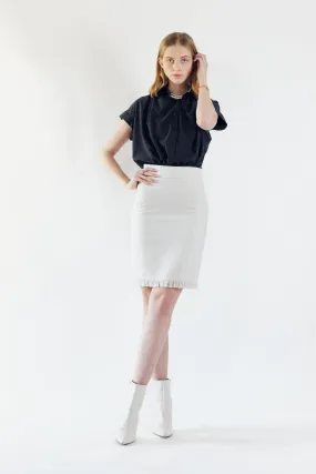 Luxe White Mini Tweed Skirt