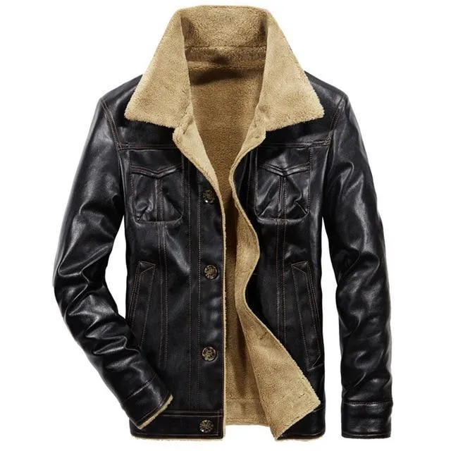 Luxury Leather Fleece Fur Jacket