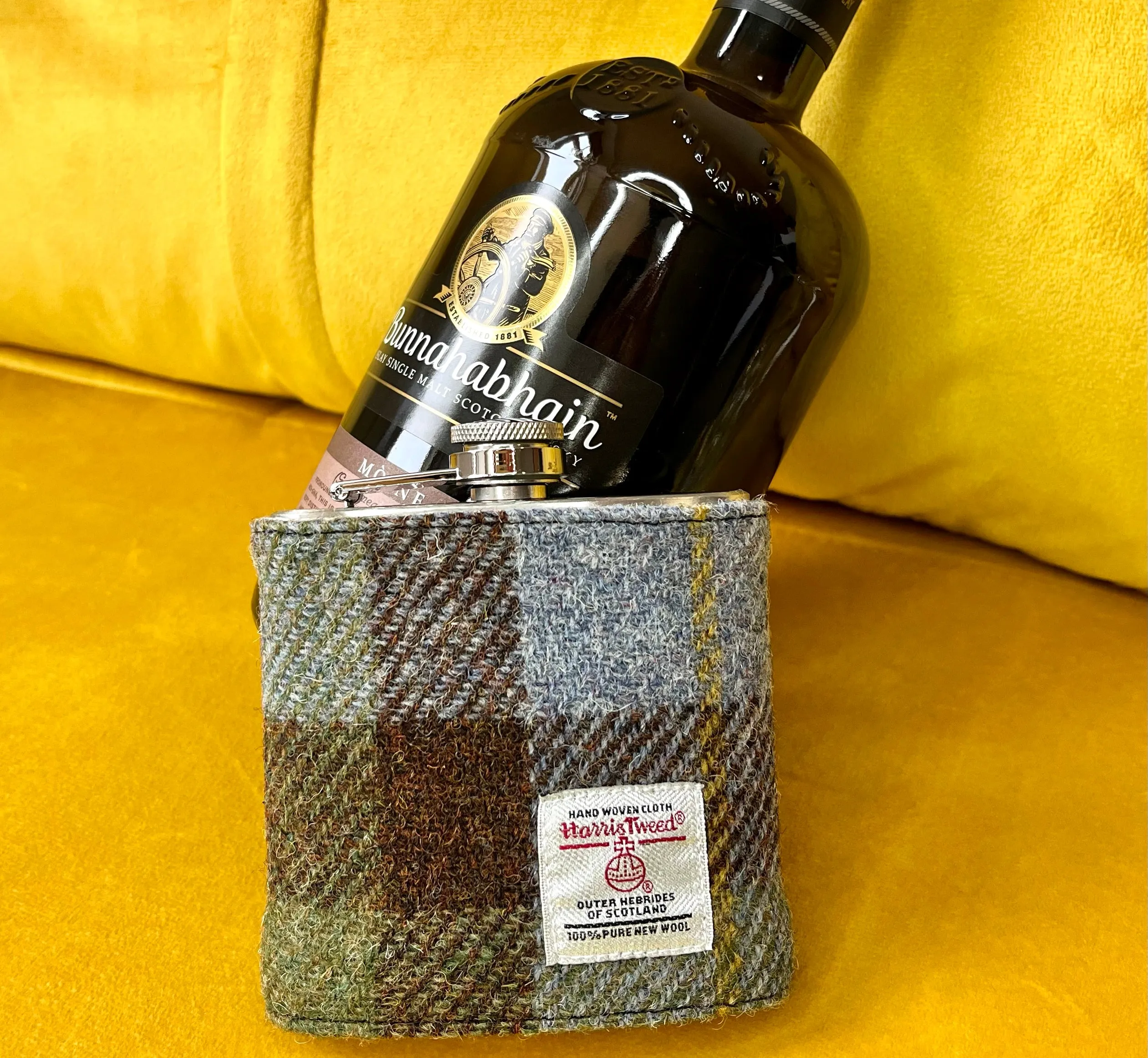 MACLEOD TARTAN HARRIS TWEED HIP FLASK