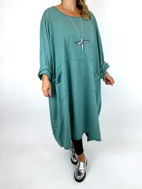 Made in Italy Lagenlook Clara Seam Tunic in Sage Green. code 12075