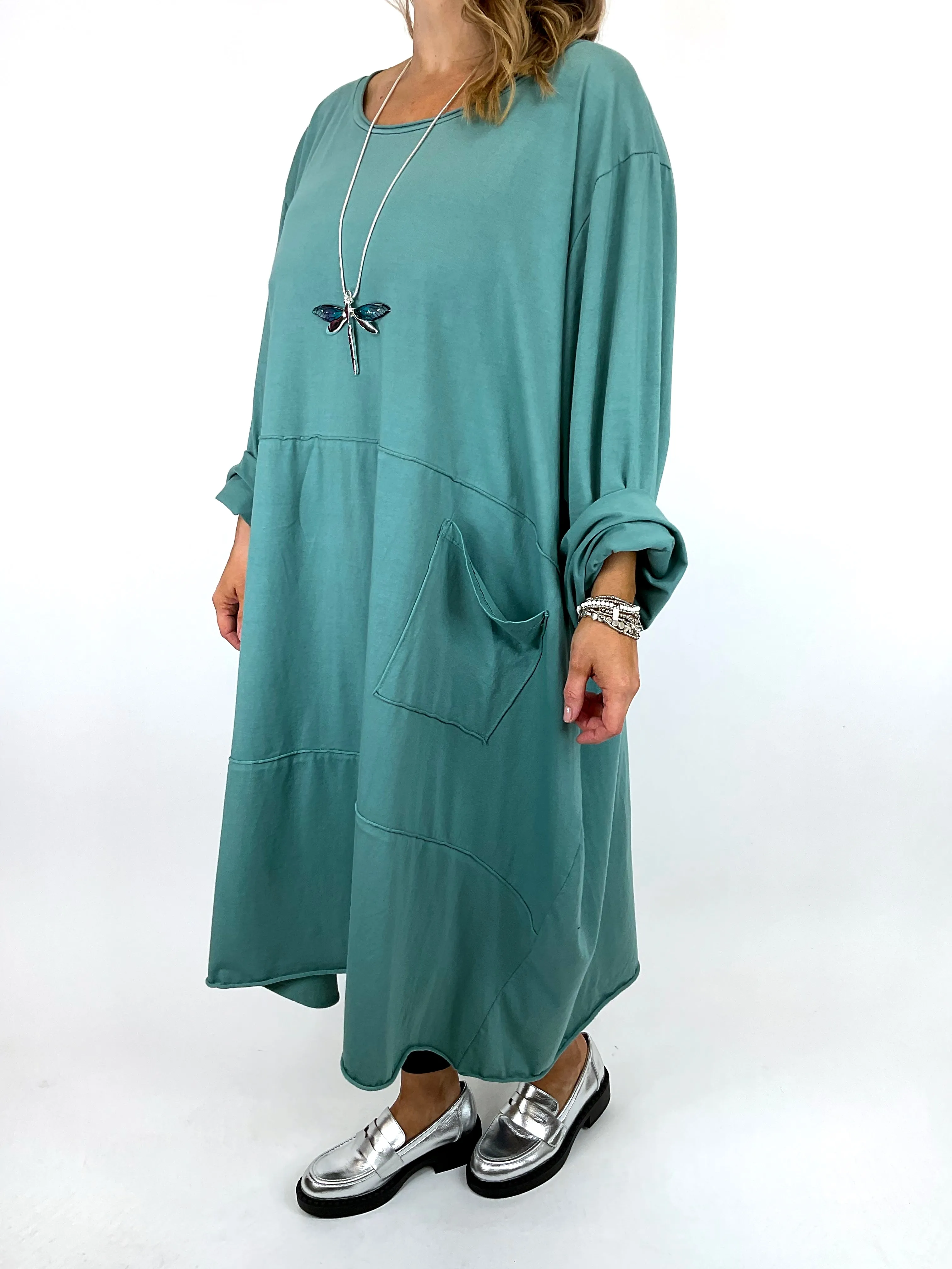 Made in Italy Lagenlook Clara Seam Tunic in Sage Green. code 12075