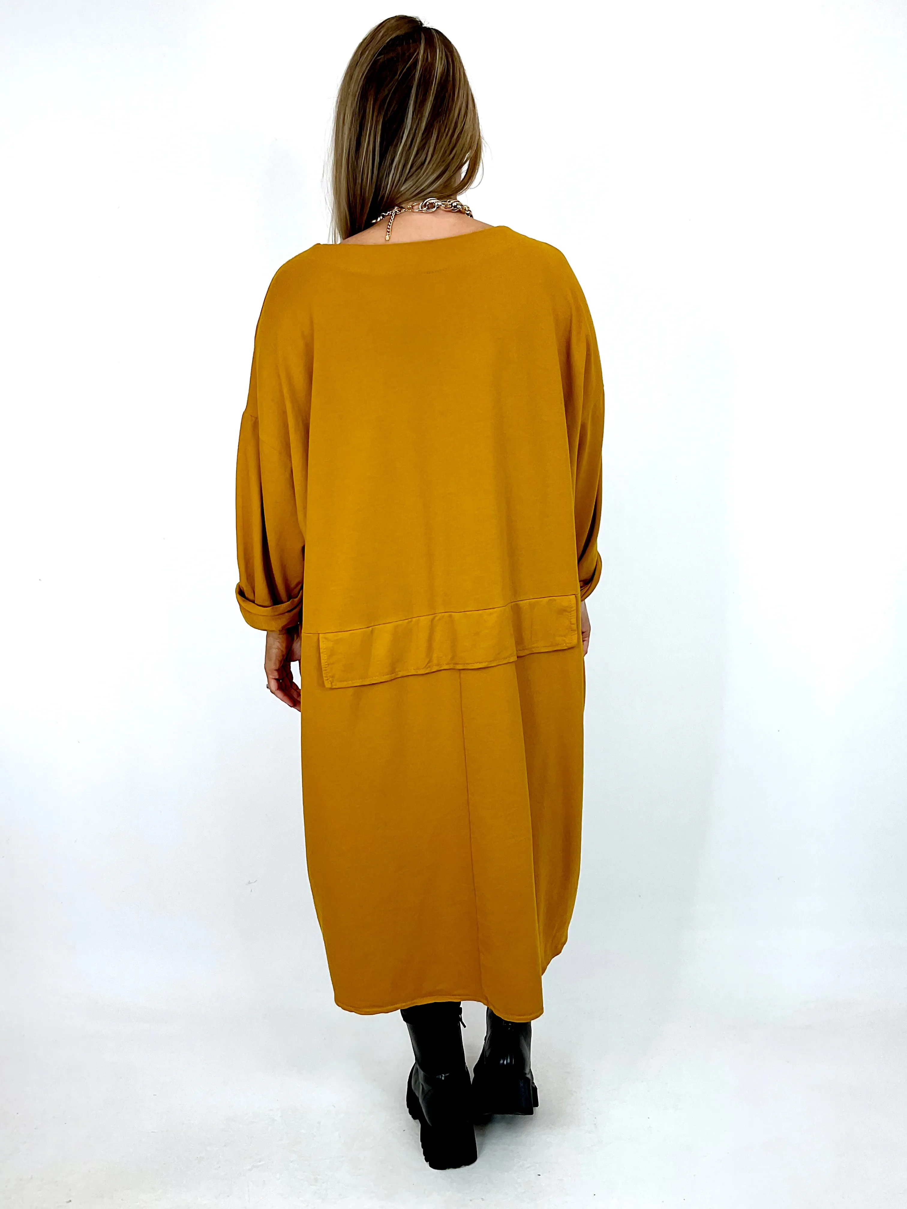 Made in Italy Lagenlook Matsu Button Cord Tunic in Mustard . code 91805