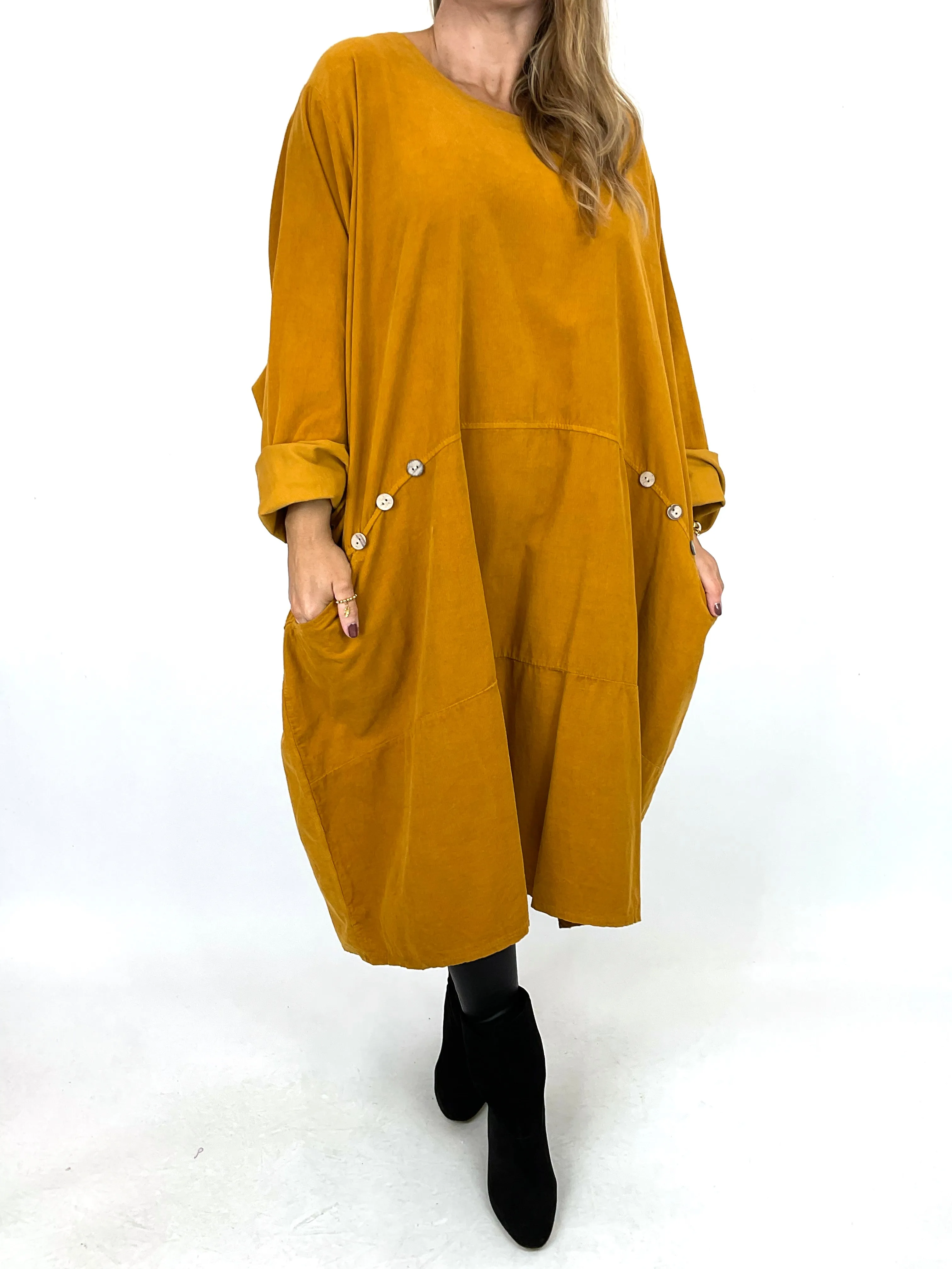 Made in Italy Lagenlook Rona Baby Cord Tunic in Mustard . code 90663