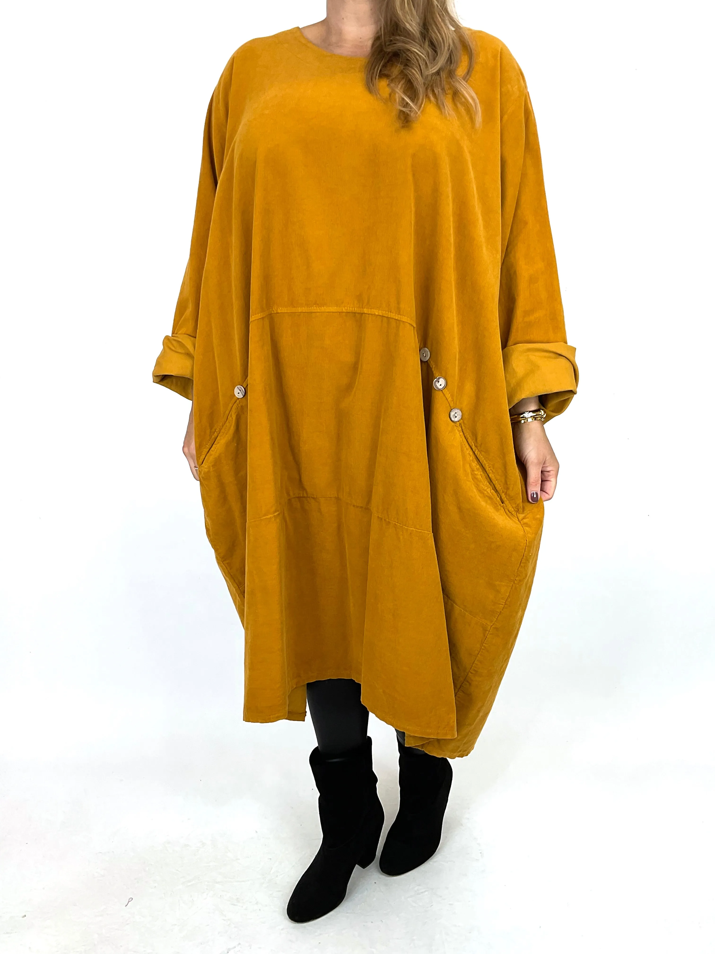 Made in Italy Lagenlook Rona Baby Cord Tunic in Mustard . code 90663