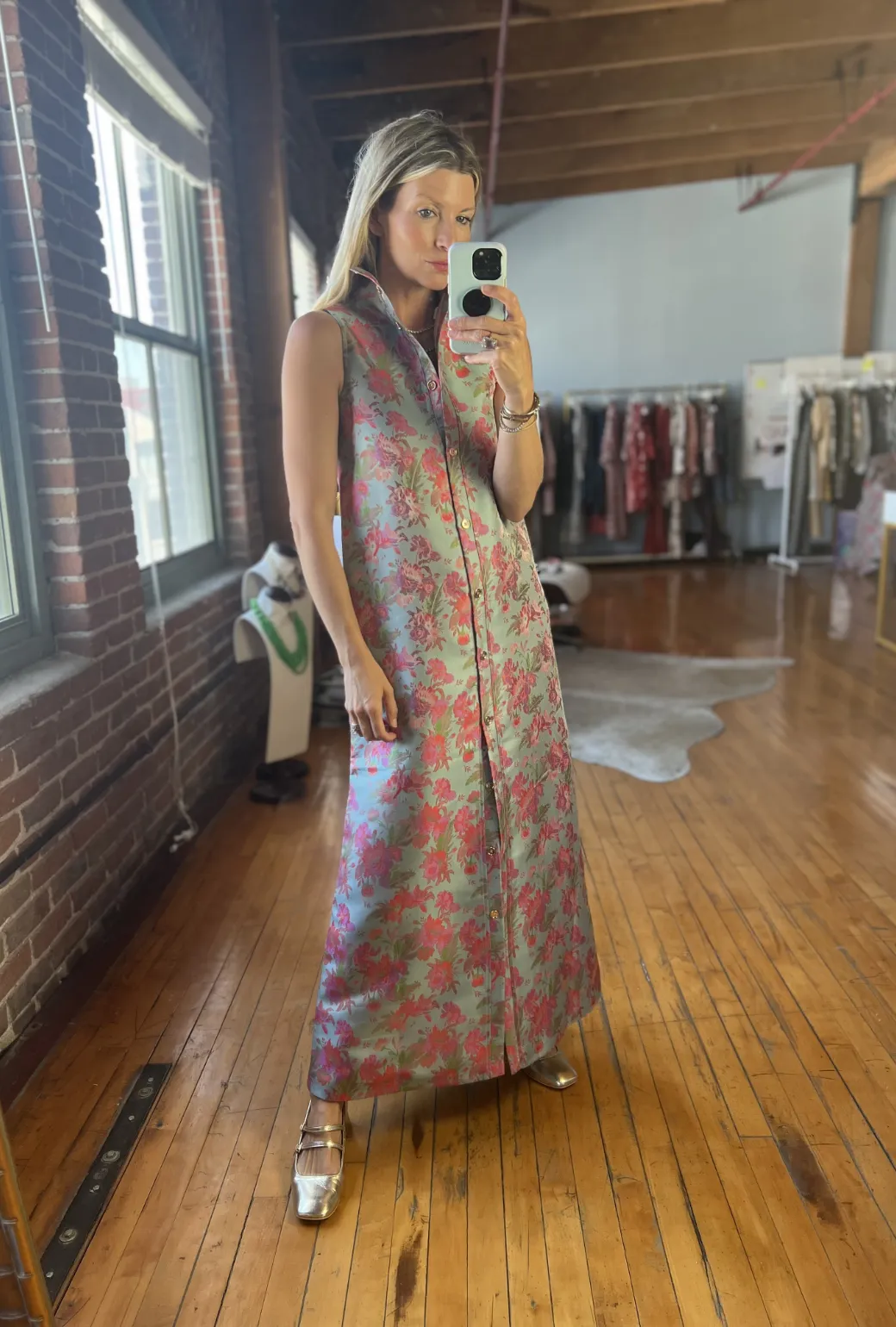 Maxi Mod Dress - Rosy Brocade