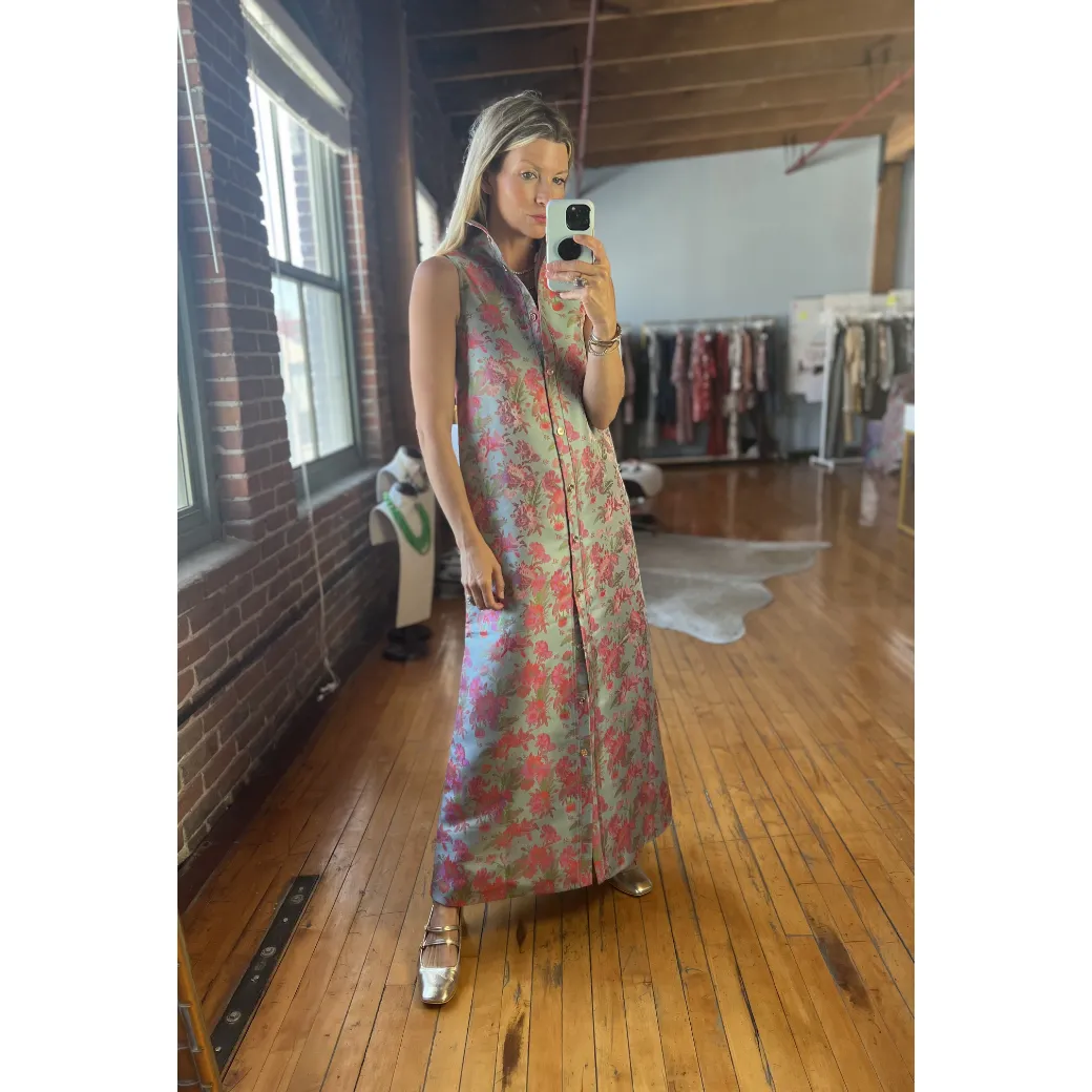 Maxi Mod Dress - Rosy Brocade