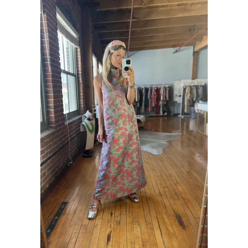 Maxi Mod Dress - Rosy Brocade