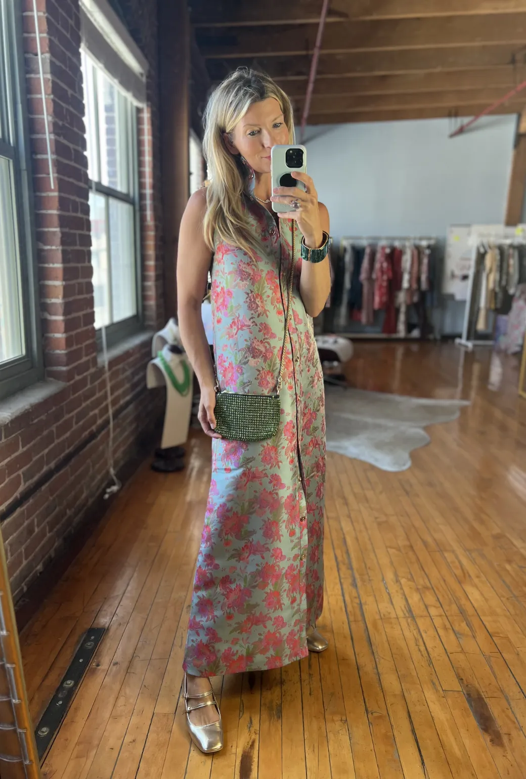 Maxi Mod Dress - Rosy Brocade