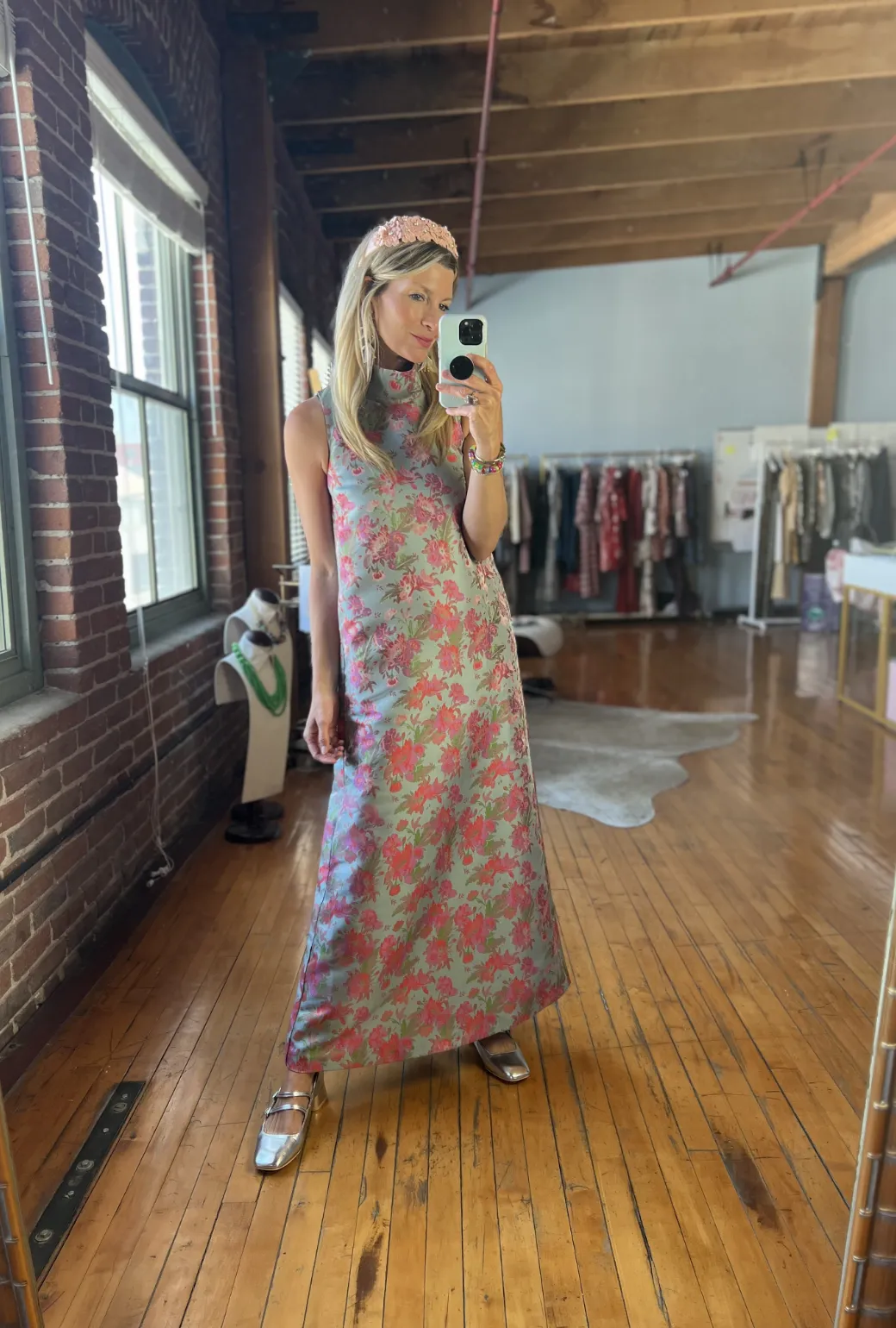 Maxi Mod Dress - Rosy Brocade