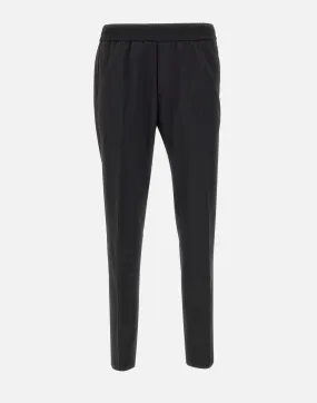 Men's Black Wool Blend Trousers