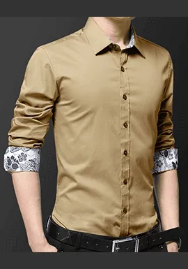 Men's Button Down Shirt with Oriental Inner Details