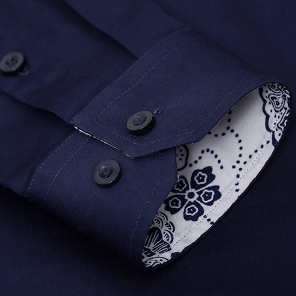 Men's Button Down Shirt with Oriental Inner Details