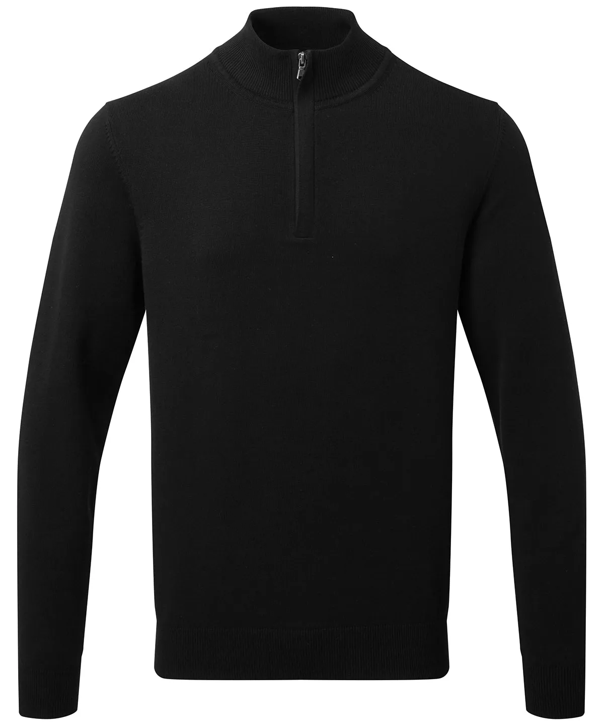 Mens cotton blend  zip sweater | Black