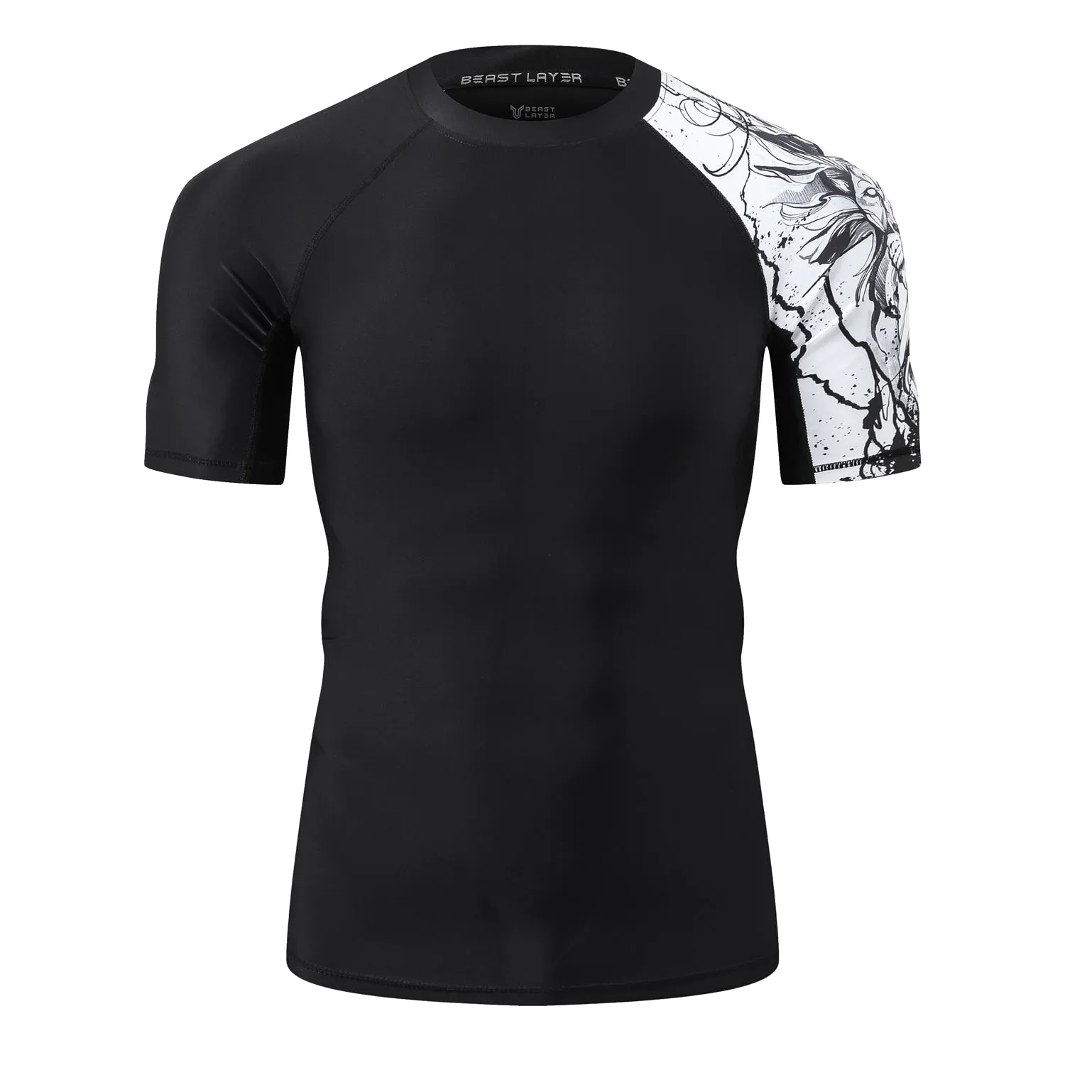 Men's Splice UV Sun Protection UPF 50  Skins Rash Guard Short Sleeves