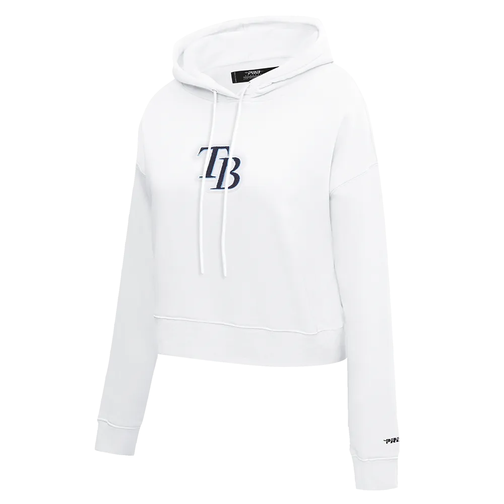 MLB TAMPA BAY RAYS CLASSIC WOMEN'S FLC CROPPED PO HOODIE (WHITE)