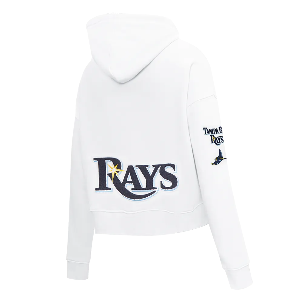 MLB TAMPA BAY RAYS CLASSIC WOMEN'S FLC CROPPED PO HOODIE (WHITE)