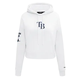 MLB TAMPA BAY RAYS CLASSIC WOMEN'S FLC CROPPED PO HOODIE (WHITE)