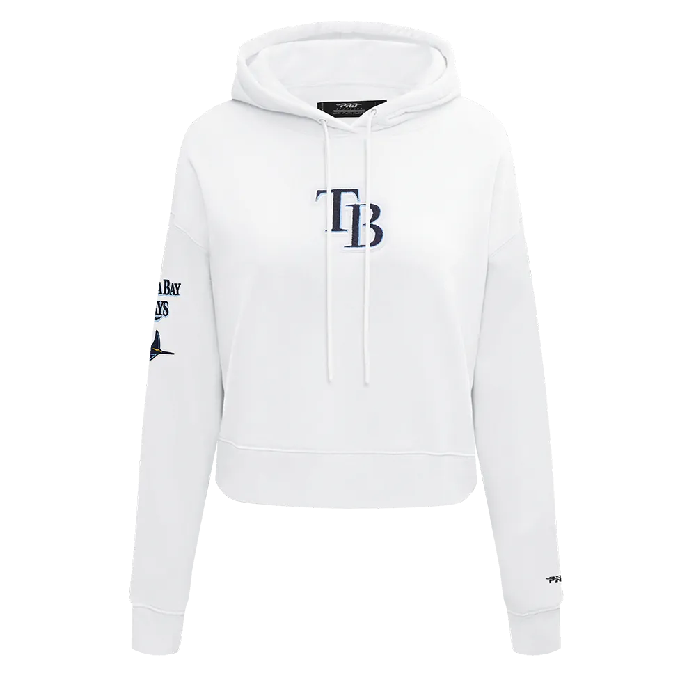 MLB TAMPA BAY RAYS CLASSIC WOMEN'S FLC CROPPED PO HOODIE (WHITE)