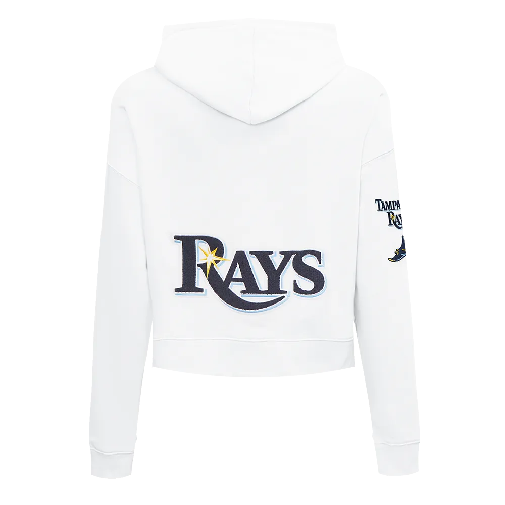 MLB TAMPA BAY RAYS CLASSIC WOMEN'S FLC CROPPED PO HOODIE (WHITE)