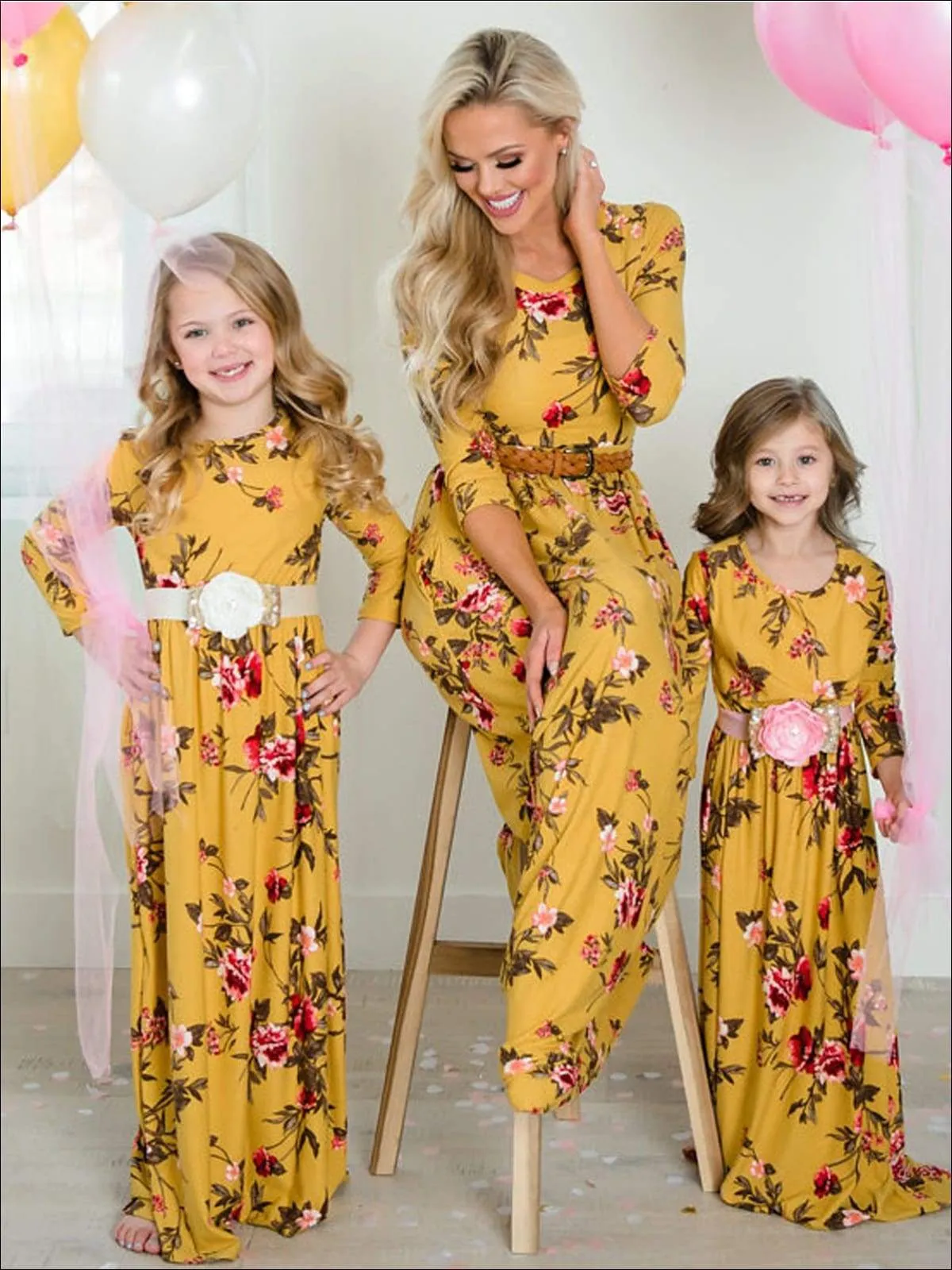 Mommy And Me Fall Floral Long Sleeve Maxi Dress