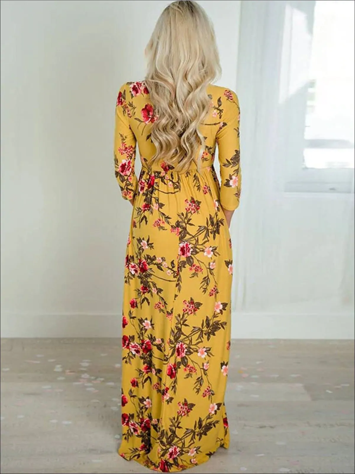 Mommy And Me Fall Floral Long Sleeve Maxi Dress