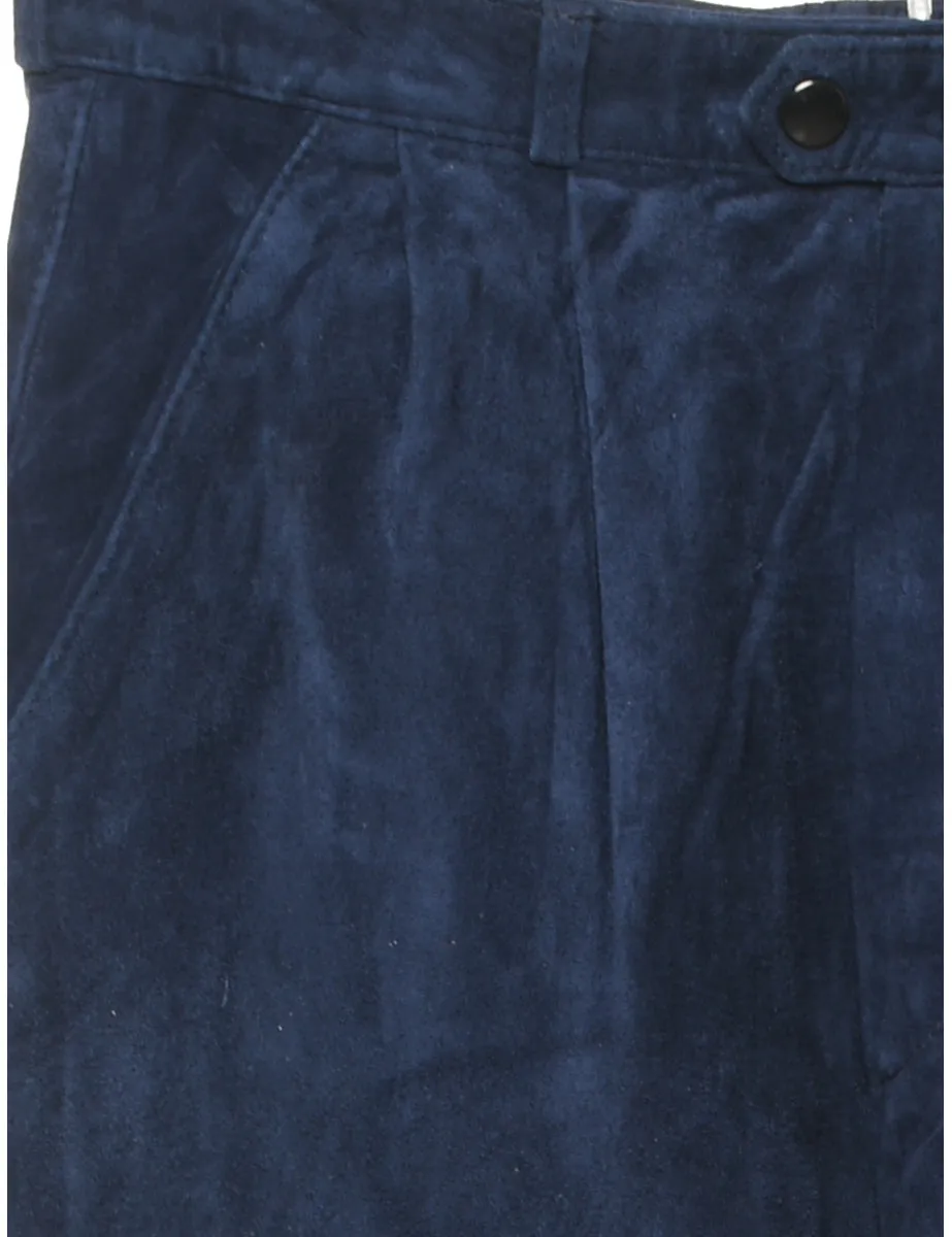 Navy Classic Suede Trousers - W28 L30