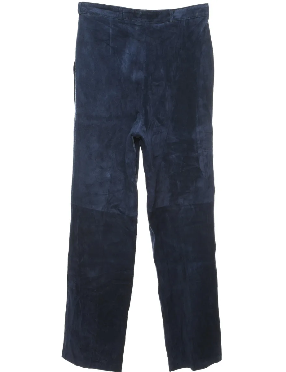 Navy Classic Suede Trousers - W28 L30