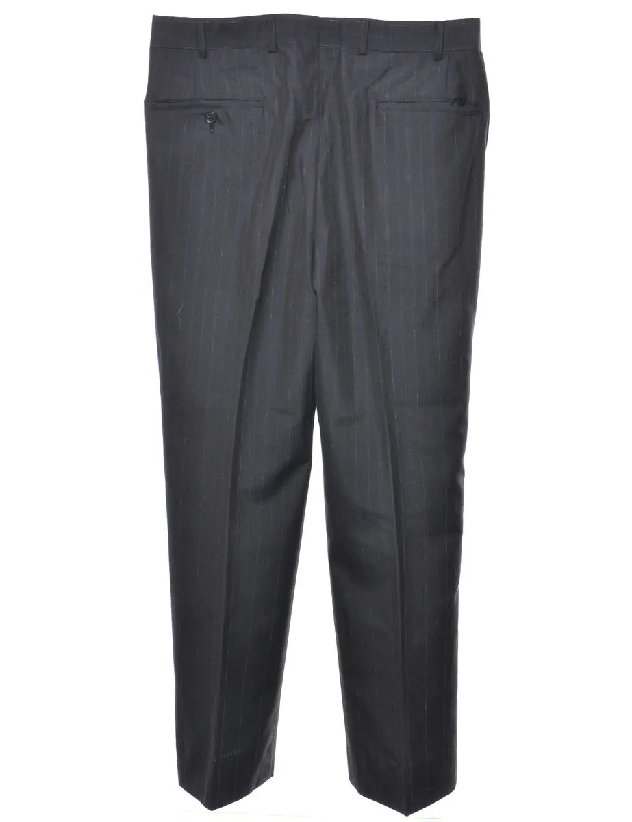 Navy Striped Trousers - W34 L29