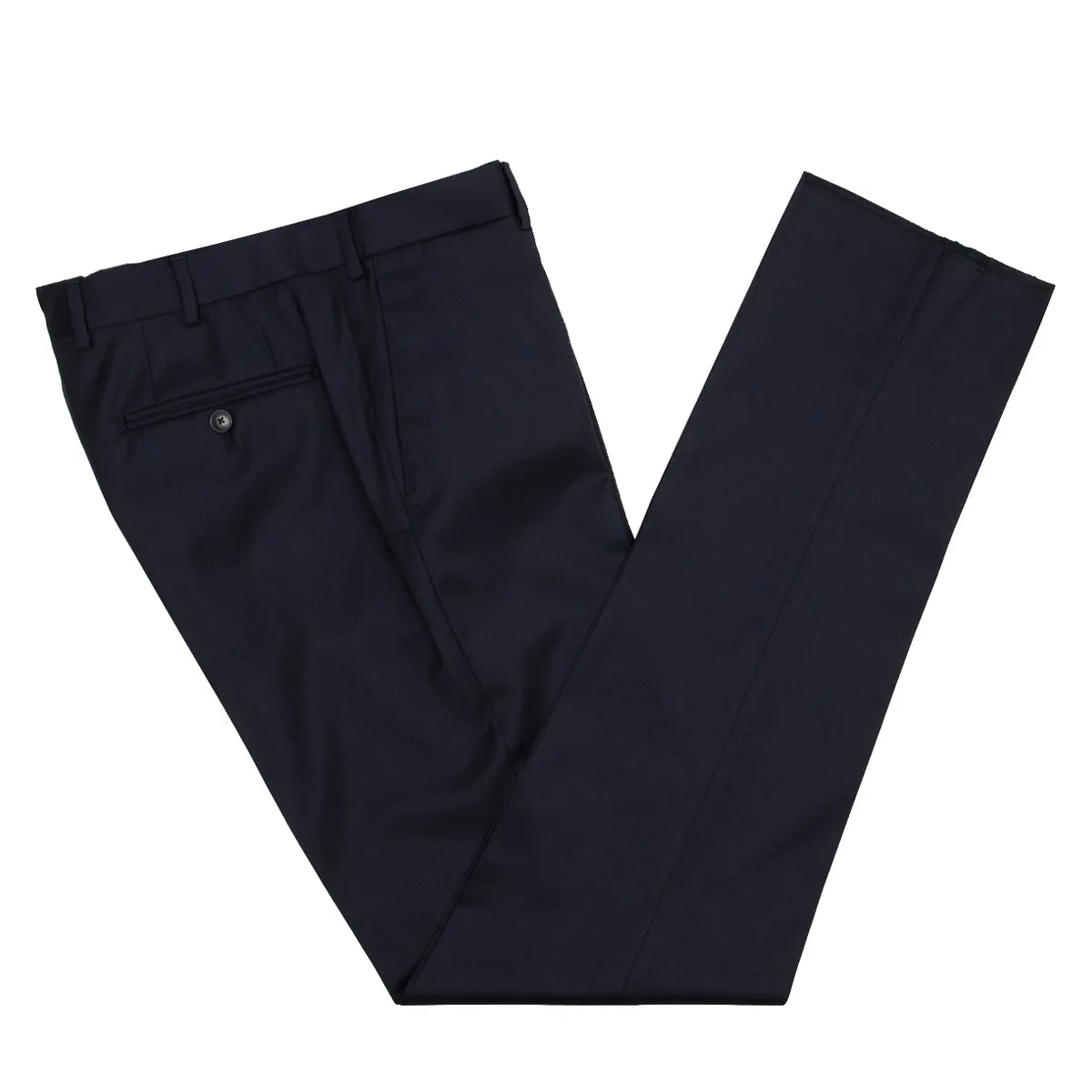 Navy Wool Loro Piana Super 130's Regular Fit Trousers