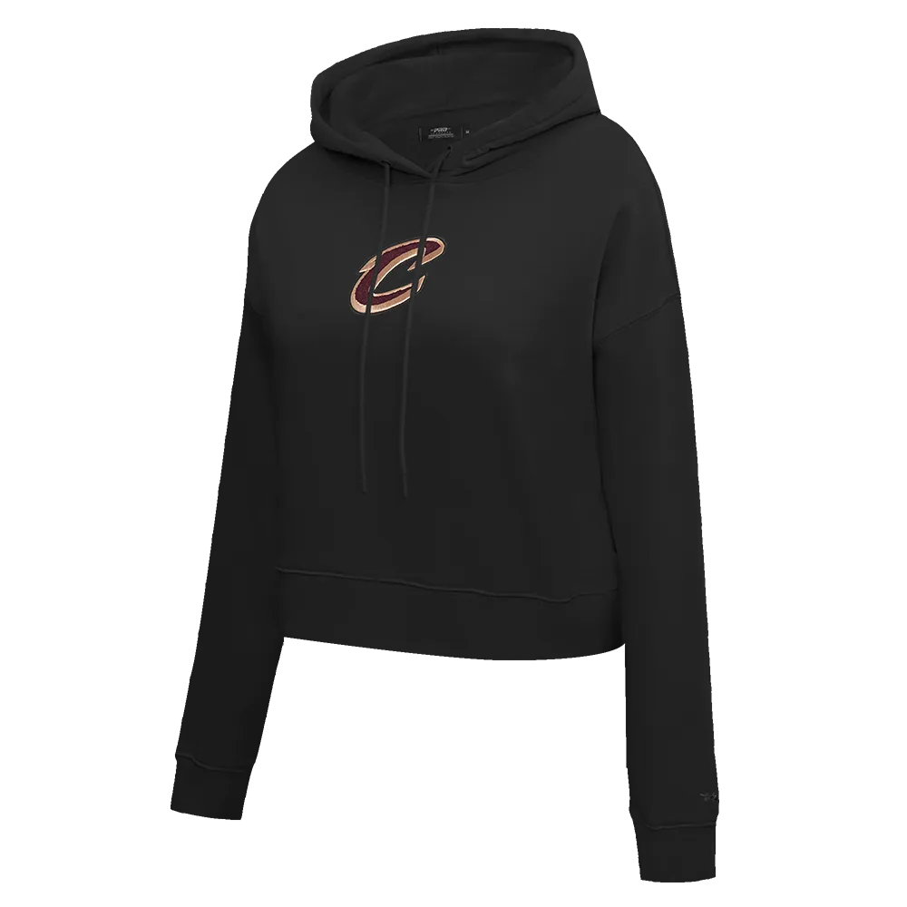 NBA CLEVELAND CAVALIERS CLASSIC WOMEN'S CROPPED PO HOODIE (BLACK)