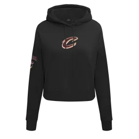 NBA CLEVELAND CAVALIERS CLASSIC WOMEN'S CROPPED PO HOODIE (BLACK)