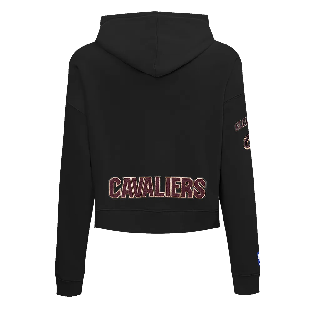 NBA CLEVELAND CAVALIERS CLASSIC WOMEN'S CROPPED PO HOODIE (BLACK)