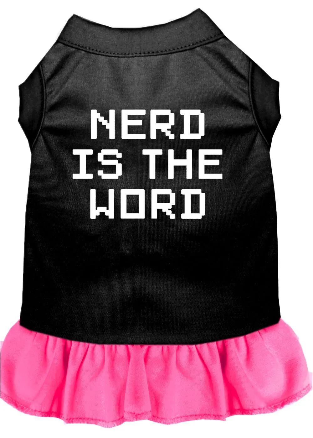 Nerd Is The Word Screen Print Dress Black With Bright Pink Sm (10)