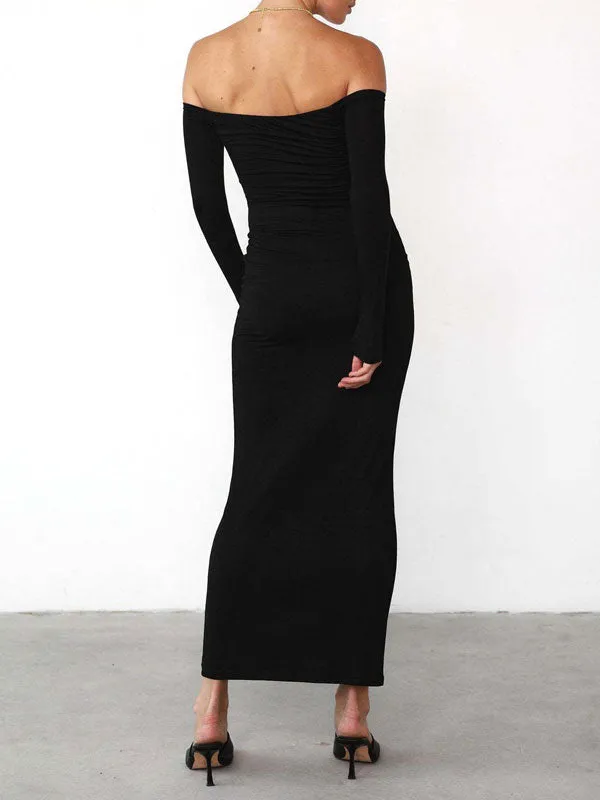 Off Shoulder Bodycon Maxi Dress