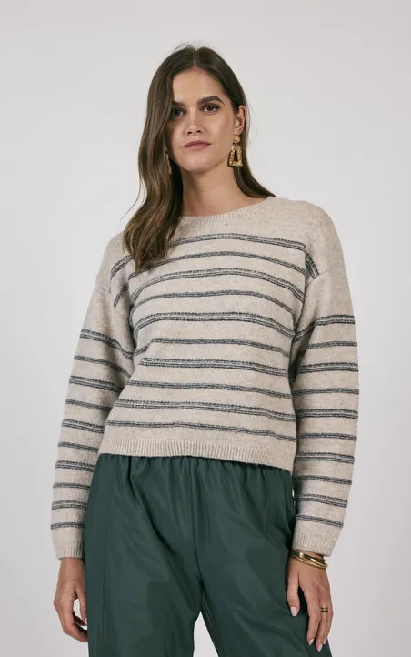 OPEN WINDOWS STRIPED PULLOVER