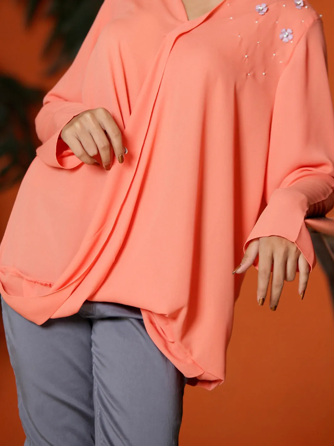 Orange Georgette Tunic - LSK-101B