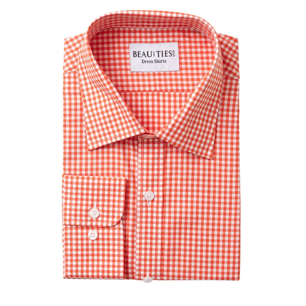 Orange Gingham Dress Shirt