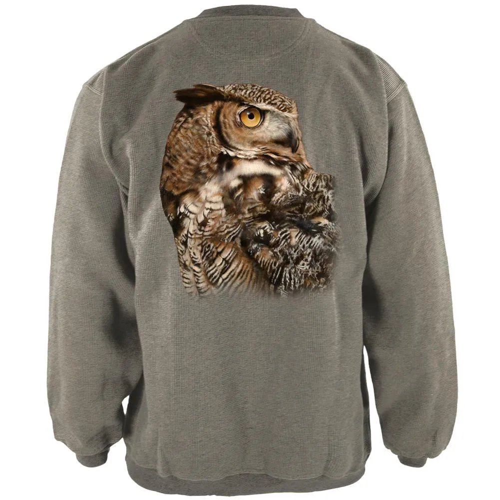 Owl Keep Watching Henley Mens Pullover Sweatshirt