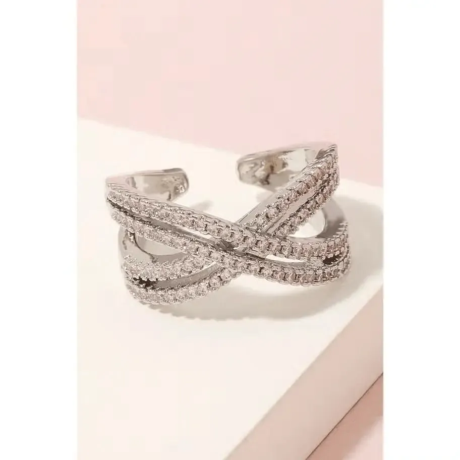 Pave X Shape Fashion Ring