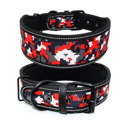 PAWS ASIA Factory Fancy Print Waterproof Thick Colorful Personalized Reflective Large Dog Collar