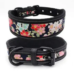 PAWS ASIA Factory Fancy Print Waterproof Thick Colorful Personalized Reflective Large Dog Collar