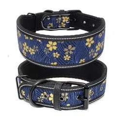 PAWS ASIA Factory Fancy Print Waterproof Thick Colorful Personalized Reflective Large Dog Collar