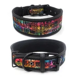 PAWS ASIA Factory Fancy Print Waterproof Thick Colorful Personalized Reflective Large Dog Collar