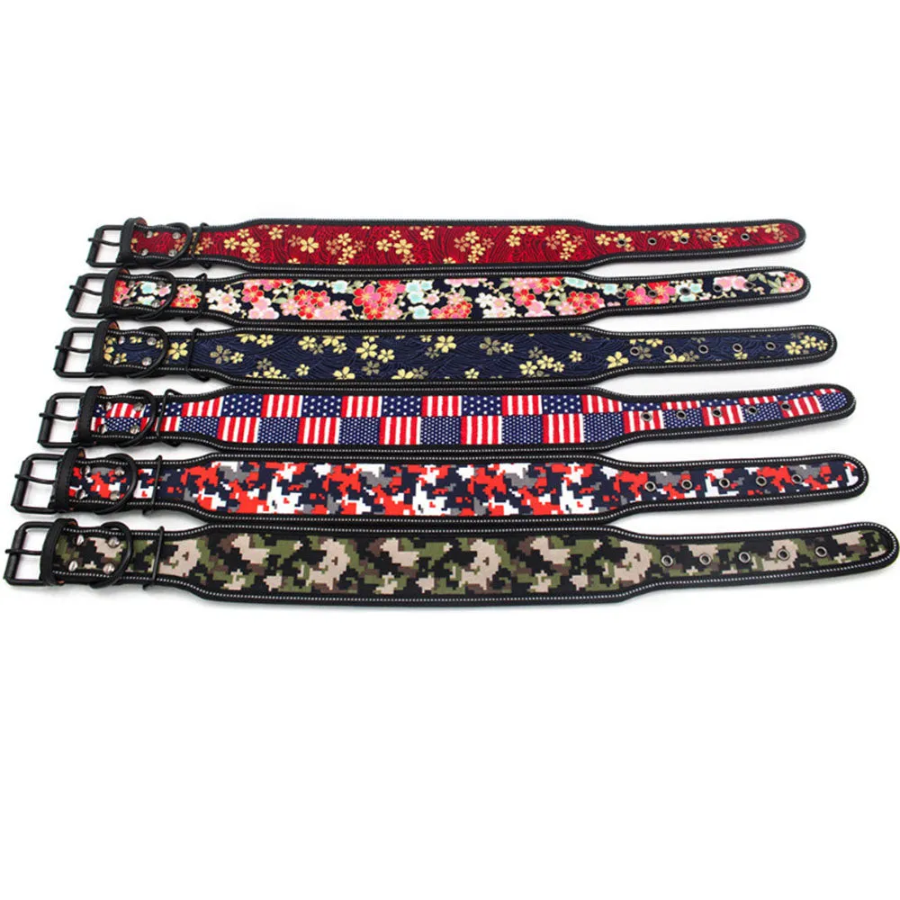 PAWS ASIA Factory Fancy Print Waterproof Thick Colorful Personalized Reflective Large Dog Collar