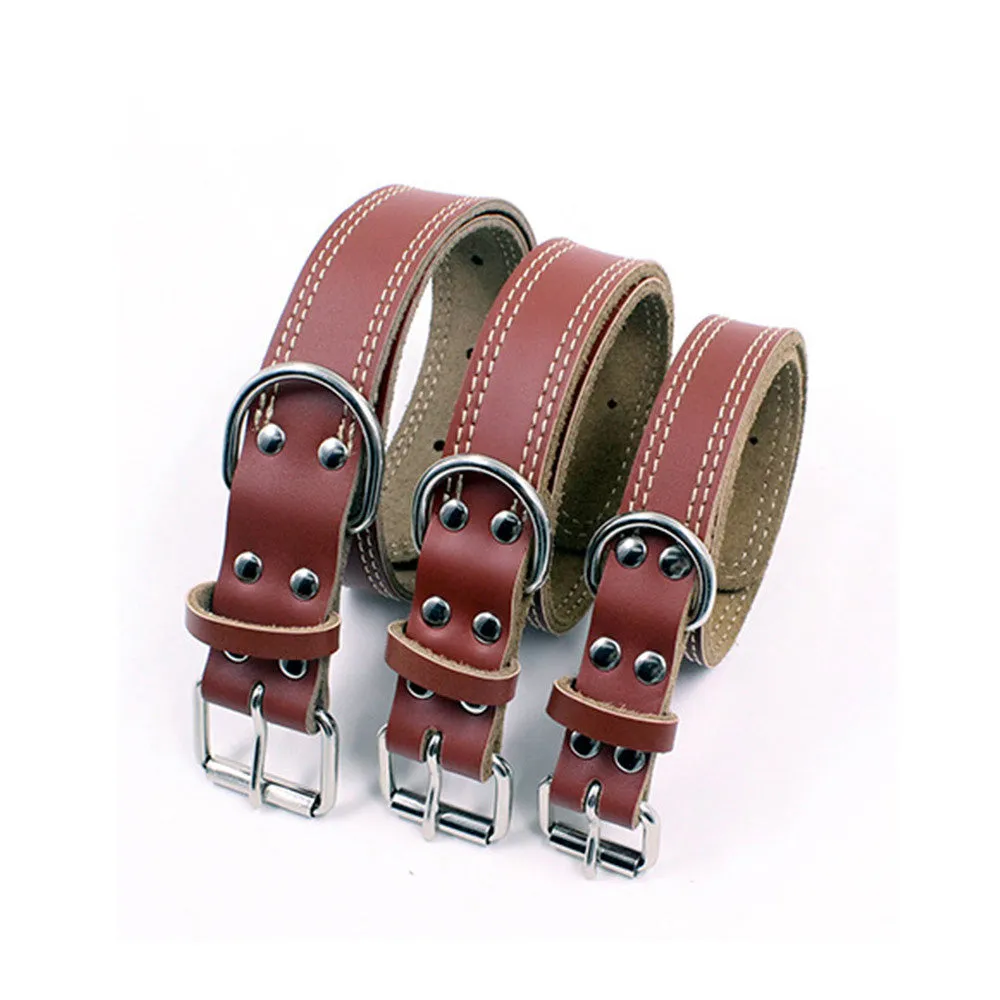 PAWS ASIA Supplier Luxury Thick Eco Friendly Cow Leather Heavy Duty Large Dog Collar