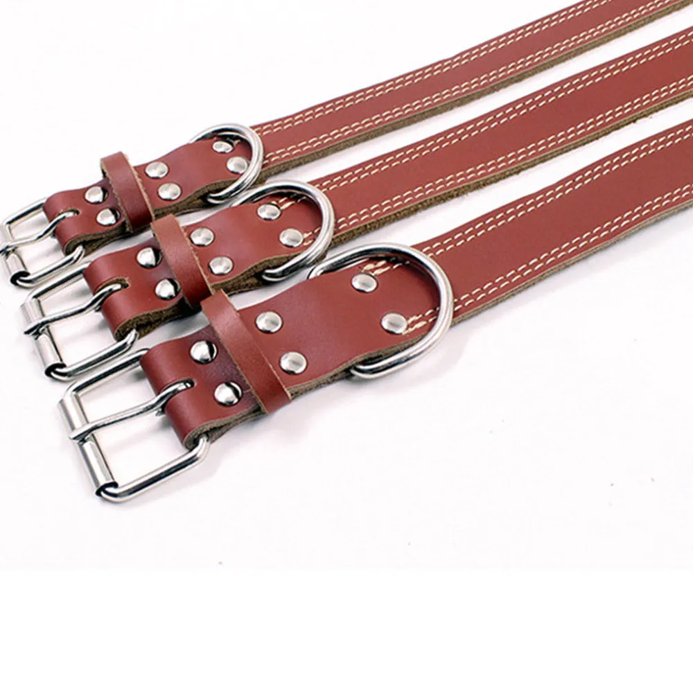 PAWS ASIA Supplier Luxury Thick Eco Friendly Cow Leather Heavy Duty Large Dog Collar